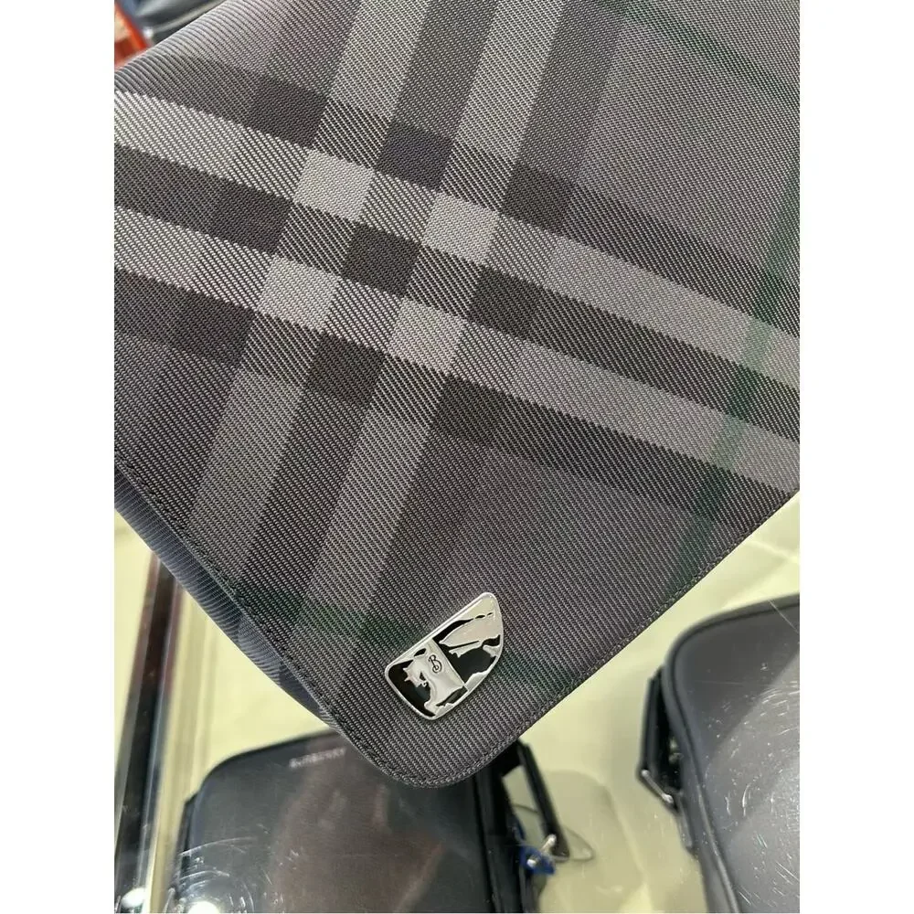 Black Men's Plaid Crossbody Messenger Bag